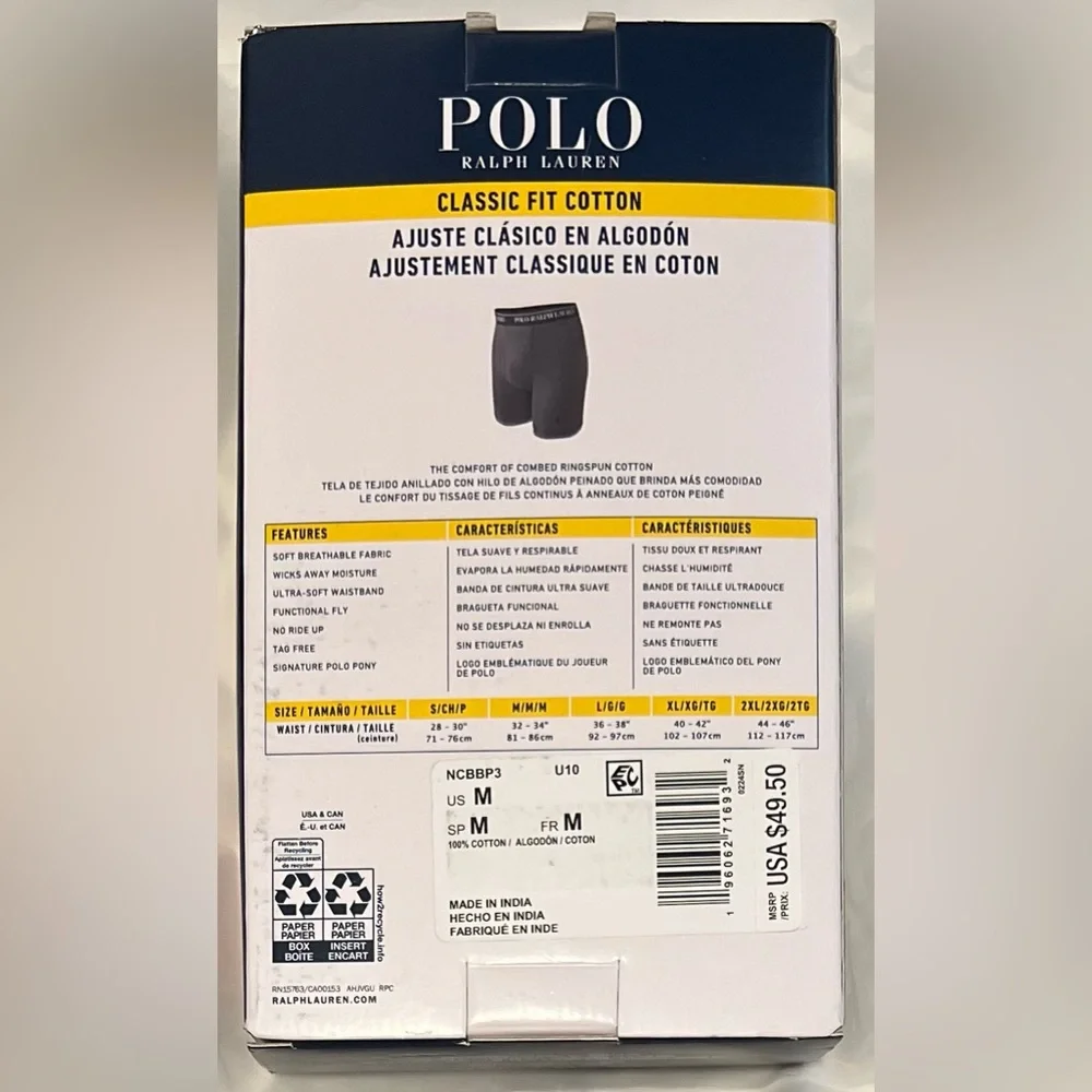 POLO RALPH LAUREN Men’s 3‎ PACK Classic Fit Cotton Boxer Briefs